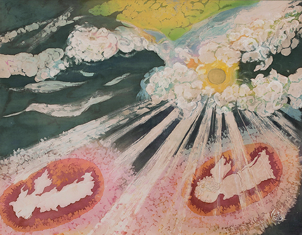 2022年4月　第70回記念 光陽展　布施 毬江　（ﾌｾ ﾏﾘｴ）　　天使の梯子　（染）　F80